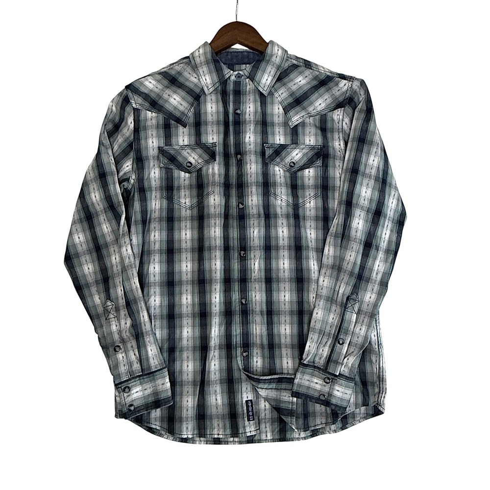 Moonshine Spirit Brad Paisley Mens Small Green Plaid Western Snap Front Shirt